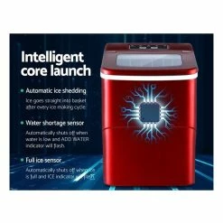 Buy 😍 Cheap 😍 DEVANTi Portable Ice Cube Maker Machine 2L Home Bar Benchtop Easy Quick Red 😍 🌟 -Appliances Sales 757080370 4 720x928