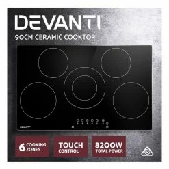 Discount 🧨 Best Pirce 💯 Devanti 90cm Ceramic Cooktop Electric Cook Top 5 Burner Stove Hob Touch Control 6-Zones 👍 ⌛ -Appliances Sales 780367060 3 720x928
