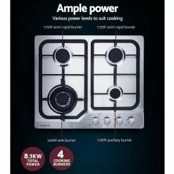 Top 10 🛒 Hot Sale 🛒 Devanti Gas Cooktop 60cm Gas Stove Cooker 4 Burner Cook Top Konbs NG LPG Steel 👏 🔔 -Appliances Sales 780377050 5 720x928