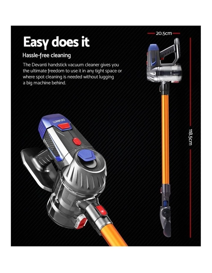 Hot Sale โจ Cheap ๐ Devanti Handheld Vacuum Cleaner Cordless Stick Handstick Car Vac Bagless 2-Speed LED Headlight ๐ โญ 2 Hot Sale โจ Cheap ๐ Devanti Handheld Vacuum Cleaner Cordless Stick Handstick Car Vac Bagless 2-Speed LED Headlight ๐ โญ - Image 2