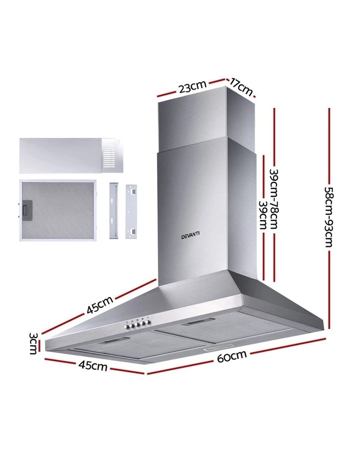 New ๐ Best Sale ๐ Devanti Range Hood 60cm 600mm Kitchen Canopy Stainless Steel Rangehood Wall Mount ๐ ๐ 2 New ๐ Best Sale ๐ Devanti Range Hood 60cm 600mm Kitchen Canopy Stainless Steel Rangehood Wall Mount ๐ ๐ - Image 2