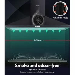 Deals ✔️ Best Pirce ❤️ Devanti Range Hood Rangehood 90cm 900mm Kitchen Canopy LED Light Wall Mount Black 😍 ✨ -Appliances Sales 780389920 4 720x928