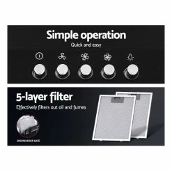 Deals ✔️ Best Pirce ❤️ Devanti Range Hood Rangehood 90cm 900mm Kitchen Canopy LED Light Wall Mount Black 😍 ✨ -Appliances Sales 780389920 5 720x928