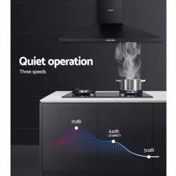 Deals ✔️ Best Pirce ❤️ Devanti Range Hood Rangehood 90cm 900mm Kitchen Canopy LED Light Wall Mount Black 😍 ✨ -Appliances Sales 780389920 6 720x928