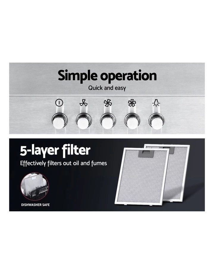 Cheapest ⌛ Cheap 😀 Devanti Range Hood 90cm 900mm Kitchen Canopy Stainless Steel Rangehood Wall Mount 🌟 🎉 4 Cheapest ⌛ Cheap 😀 Devanti Range Hood 90cm 900mm Kitchen Canopy Stainless Steel Rangehood Wall Mount 🌟 🎉 - Image 4