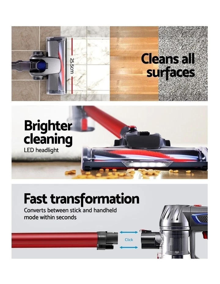 Cheap โญ Coupon ๐ Devanti Handheld Vacuum Cleaner Cordless Stick Handstick Vac Bagless 2-Speed Headlight Red ๐ ๐ 4 Cheap โญ Coupon ๐ Devanti Handheld Vacuum Cleaner Cordless Stick Handstick Vac Bagless 2-Speed Headlight Red ๐ ๐ - Image 4