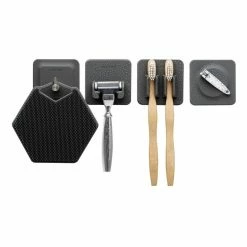 Brand new 🔔 Cheap 🧨 Tooletries Tile Series 4 In 1 Storage Charcoal T0021-0 🧨 🔥