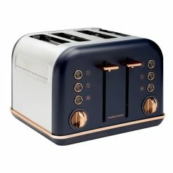 Discount 💯 Discount 🛒 Morphy Richards Accents Rose Gold 4 Slice Toaster Midnight Blue 242041 🎉 🔔