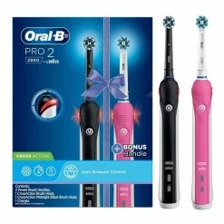 New ✨ Best Sale ⭐ Oral-B Pro2 His N Hers Dual Handle Electric Toothbrush Black/Pink 4987176075314 ✨ 🔔
