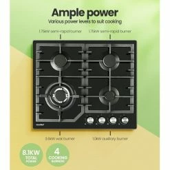 Buy 🤩 Coupon 👍 Comfee Gas Cooktop 4 Burners Kitchen Gas Hob Trivets Stove Cook Top 60cm Black ❤️ 🎉 -Appliances Sales 882961120 4 720x928