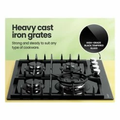 Buy 🤩 Coupon 👍 Comfee Gas Cooktop 4 Burners Kitchen Gas Hob Trivets Stove Cook Top 60cm Black ❤️ 🎉 -Appliances Sales 882961120 6 720x928