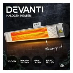 Wholesale 💯 Best Sale 👏 Devanti Electric Infrared Radiant Strip Heater Outdoor Indoor Halogen 2000W HLH-E72-2000-AL 👏 🌟 -Appliances Sales 887808790 4 720x928