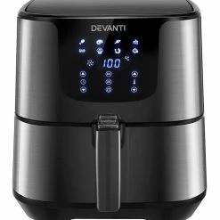 Outlet 🤩 Cheapest 🔔 Devanti Air Fryer 7L LCD Fryers Oven Airfryer Stainless Steel Black 🛒 👏
