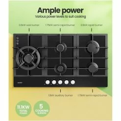 Best Sale 🔥 New 🔔 Comfee 5 Burner Gas Cooktop Black NG LPG CGH90095G 🔔 👍 -Appliances Sales 888623020 5 720x928