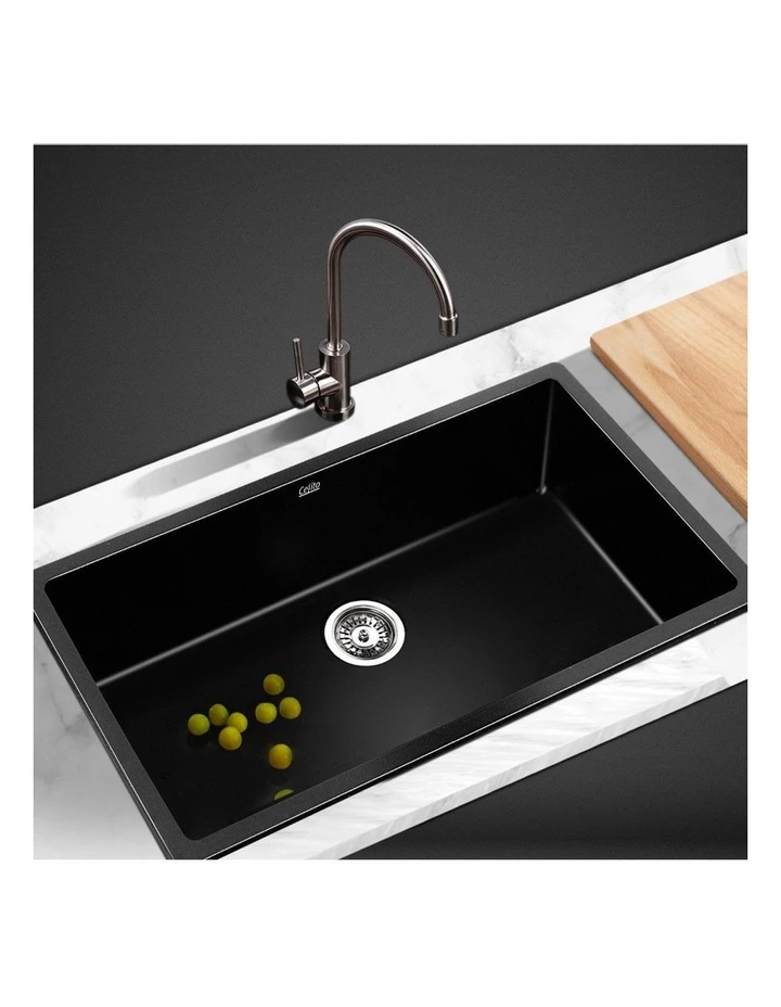 Promo 🔥 Cheapest 🌟 Cefito Stone Kitchen Sink 79X45MM Granite Black 🔥 ❤️ 3 Promo 🔥 Cheapest 🌟 Cefito Stone Kitchen Sink 79X45MM Granite Black 🔥 ❤️ - Image 3