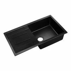 Best deal 😀 Best Sale ⭐ Cefito Stone Kitchen Sink 86X5MM Granite Black ⌛ 🛒