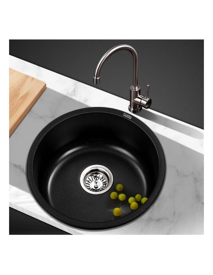 Promo ๐ Best Sale ๐คฉ Cefito Stone Kitchen Sink Round 43MM Granite Black โค๏ธ ๐ 2 Promo ๐ Best Sale ๐คฉ Cefito Stone Kitchen Sink Round 43MM Granite Black โค๏ธ ๐ - Image 2