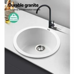 Cheapest 🎁 Cheapest 👏 Cefito Stone Kitchen Sink Round 430MM Granite White 👍 👍 -Appliances Sales 888634900 4 720x928